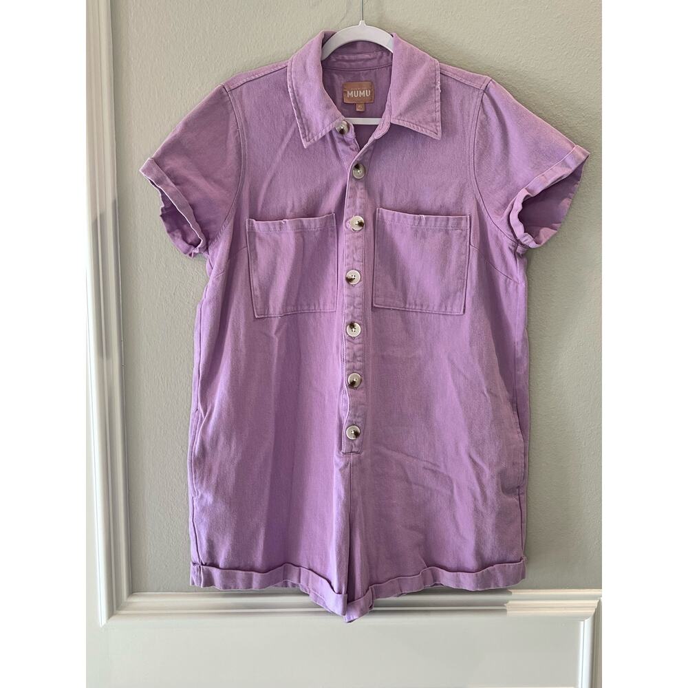 Show Me Your MuMu Purple Button-Up Romper